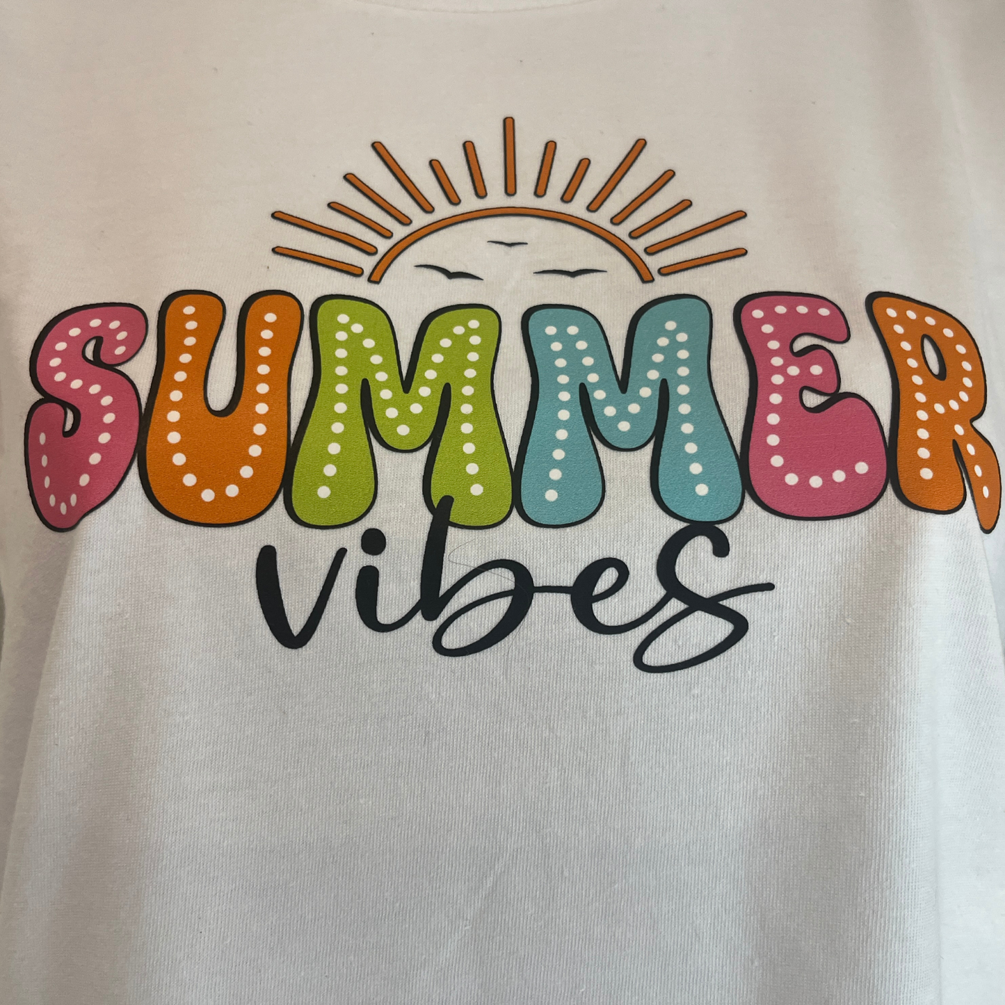 “Summer Vibes” Colorful Sunshine T-Shirt | Bright Retro Summer Tee