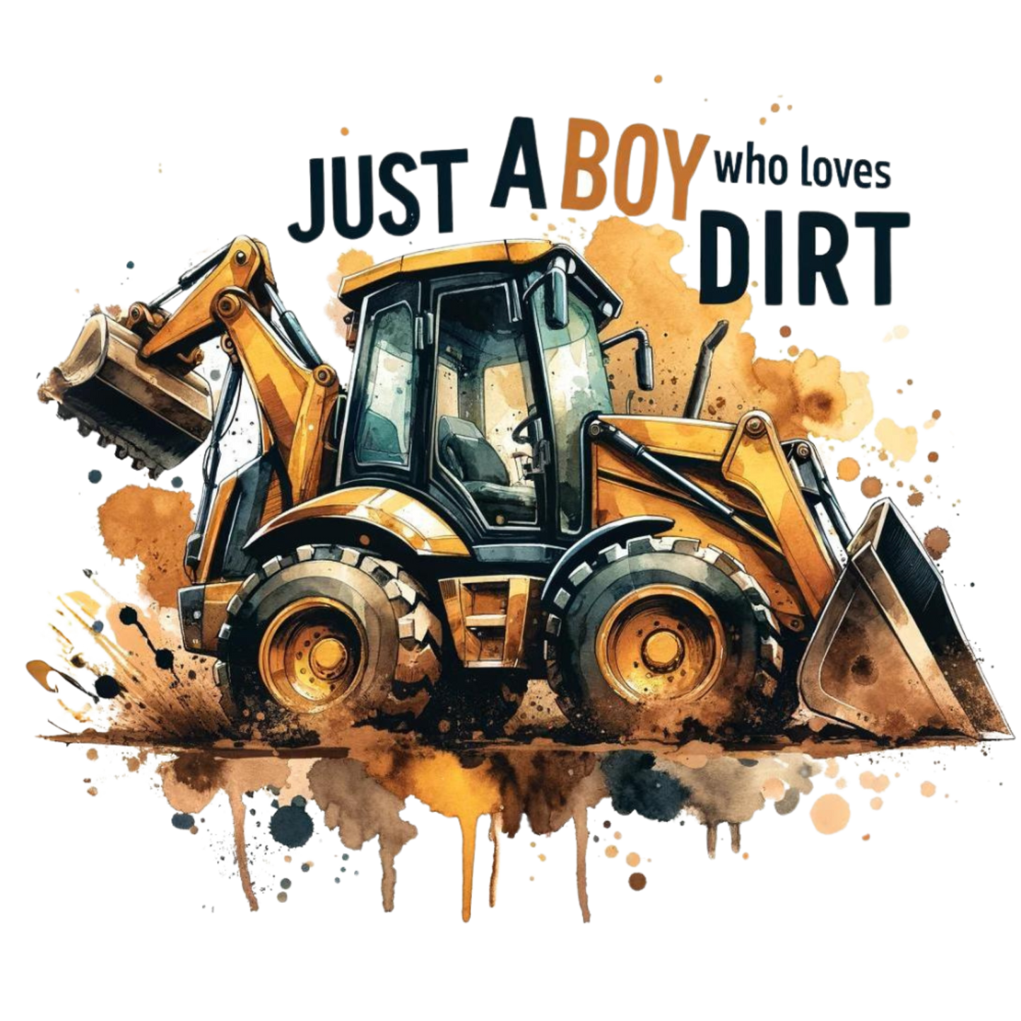 “Just a Boy Who Loves Dirt” Construction T-Shirt | Excavator & Backhoe Graphic Tee