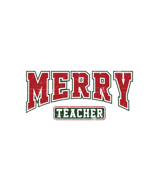 “Merry Teacher” Retro Christmas Sweatshirt | Festive Holiday Teacher Shirt