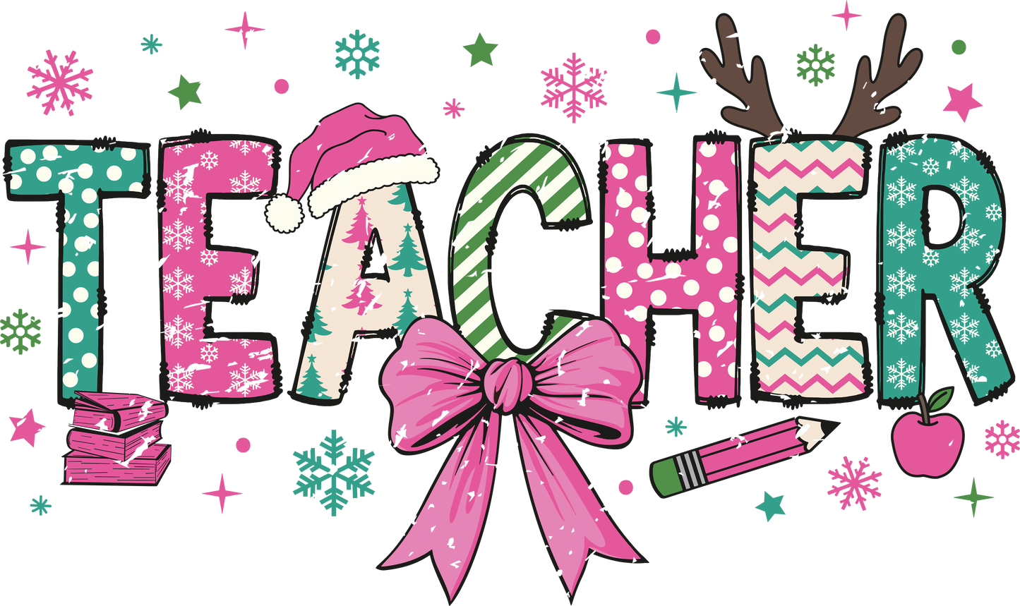 “Teacher” Holiday T-Shirt | Cute Festive Teacher Graphic Tee