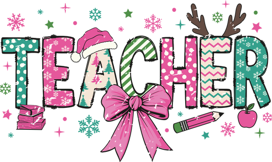 “Teacher” Holiday T-Shirt | Cute Festive Teacher Graphic Tee