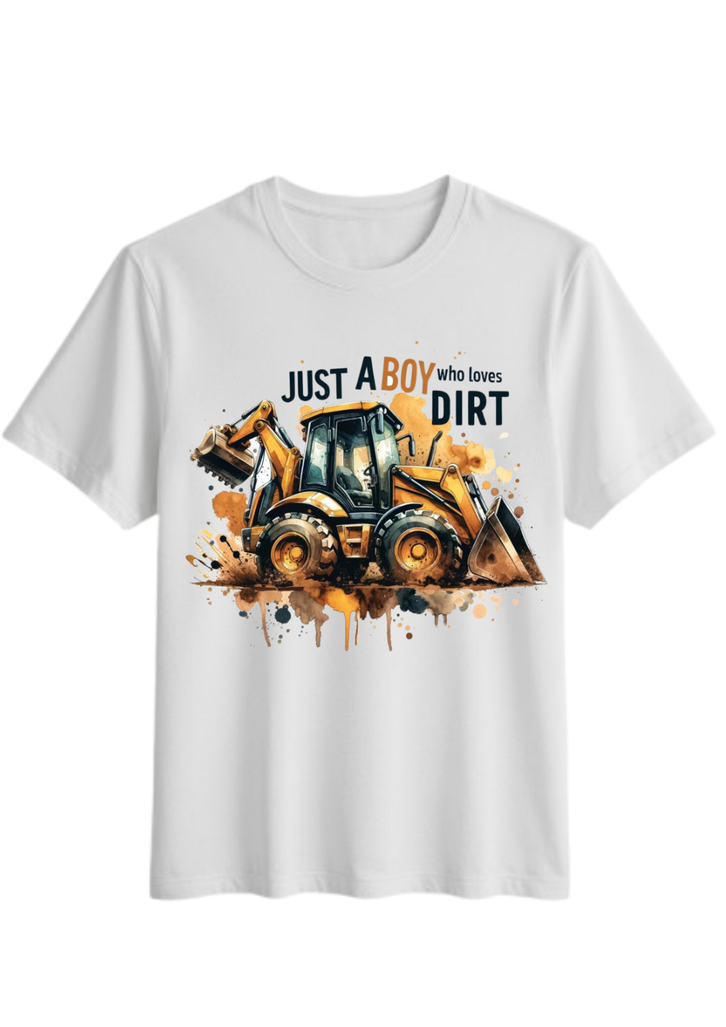 “Just a Boy Who Loves Dirt” Construction T-Shirt | Excavator & Backhoe Graphic Tee