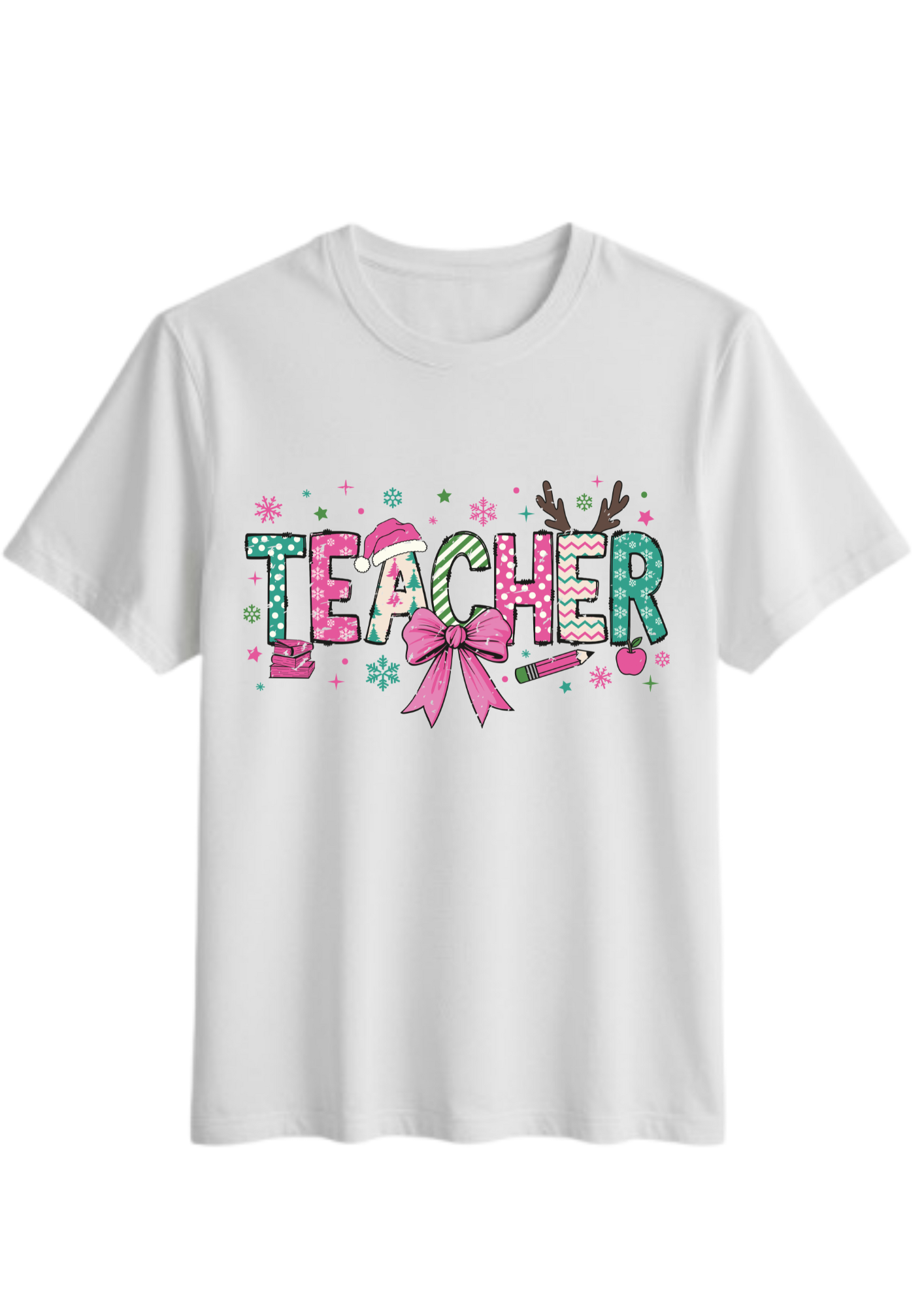 “Teacher” Holiday T-Shirt | Cute Festive Teacher Graphic Tee