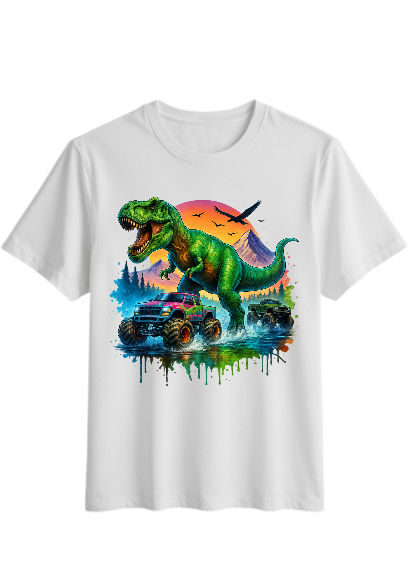 “Dino Truck Adventure” T-Shirt | Monster Truck & T-Rex Graphic Tee