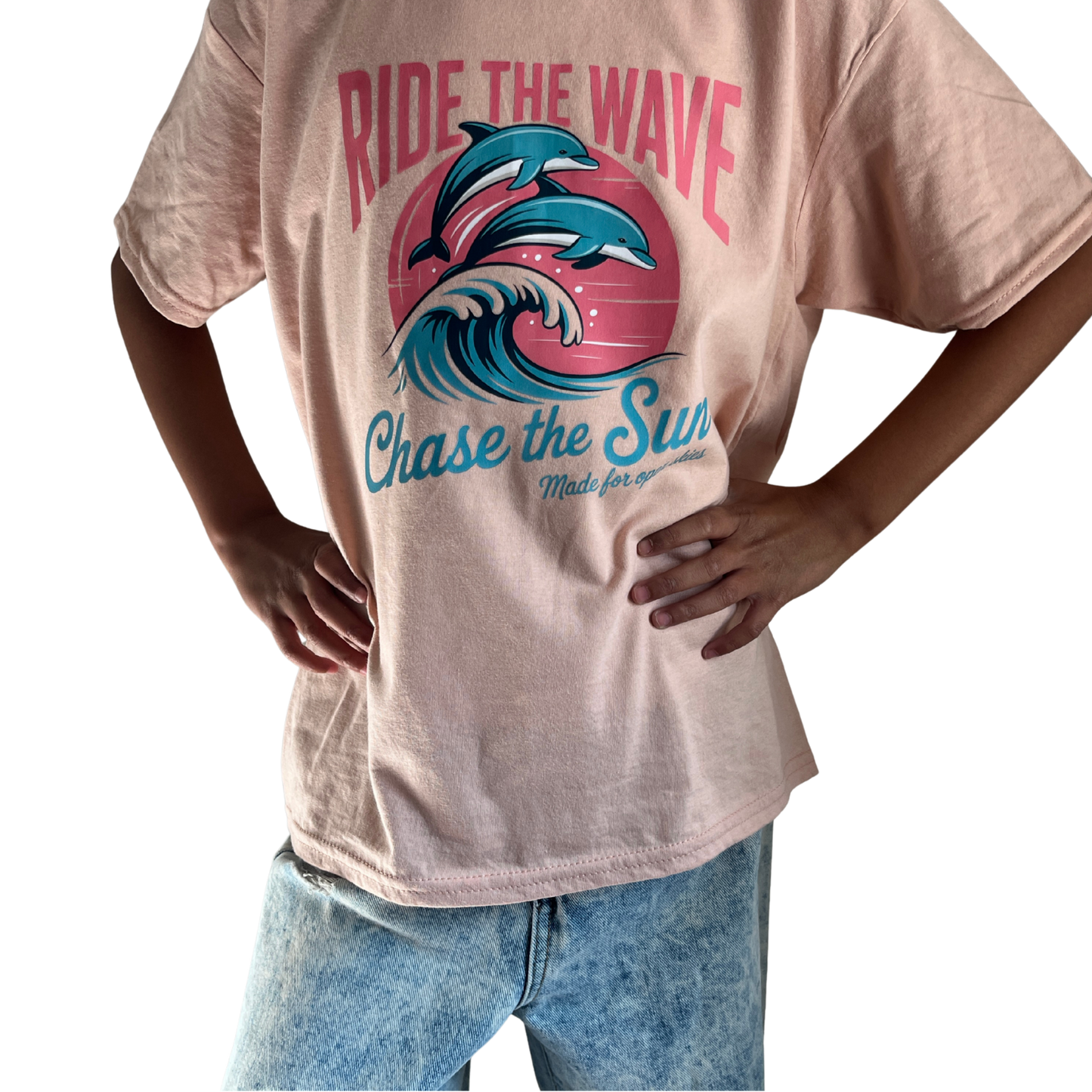 “Ride the Wave, Chase the Sun” Retro Beach Vibes T-Shirt