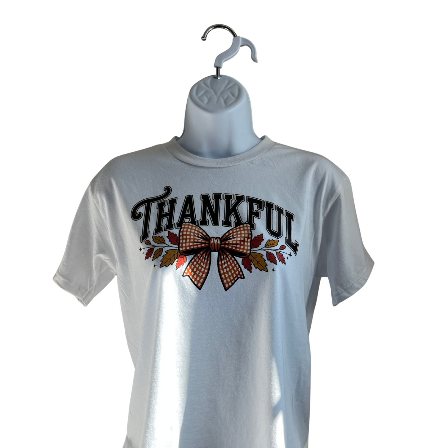 “Thankful” Fall Bow T-Shirt | Thanksgiving Autumn Tee