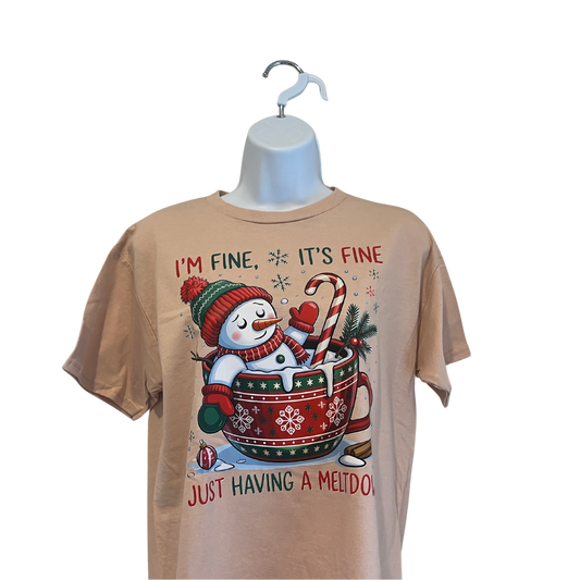 “I’m Fine, It’s Fine, Just Having a Meltdown” Funny Snowman Christmas T-Shirt