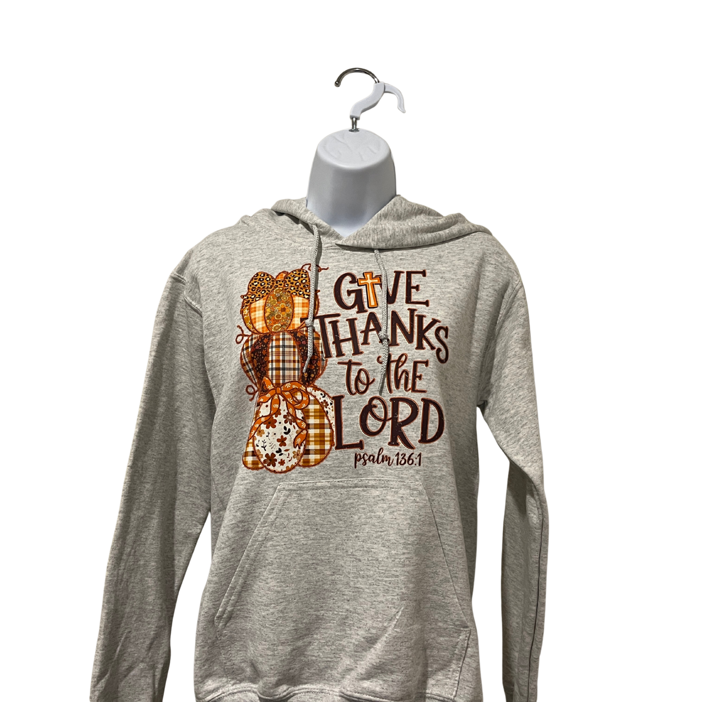 “Give Thanks to the Lord” Fall Faith Hoodie | Psalm 136:1 Sweatshirt