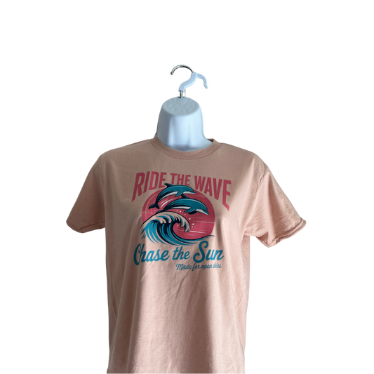 “Ride the Wave, Chase the Sun” Retro Beach Vibes T-Shirt