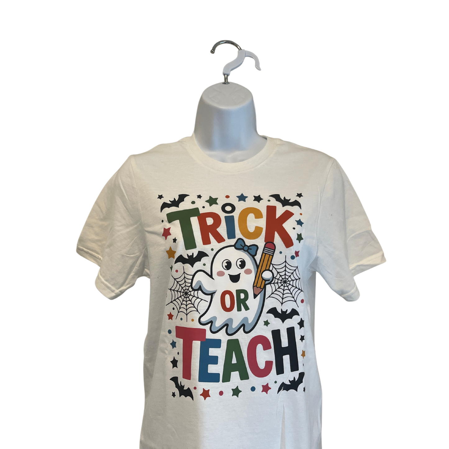 “Trick or Teach” Halloween Teacher T-Shirt | Cute Ghost Classroom Tee