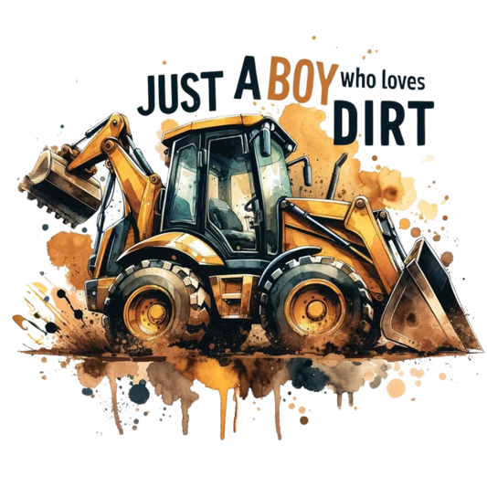 “Just a Boy Who Loves Dirt” Construction T-Shirt | Excavator & Backhoe Graphic Tee